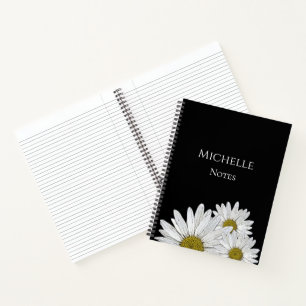 Moderne Daisien Schwarz-weiße florale botanische Notizblock