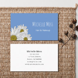 Moderne Daisies Blue Simple Botanical Visitenkarte