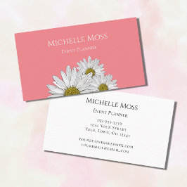 Moderne Daisies floral Trendy Pink Business Card Visitenkarte