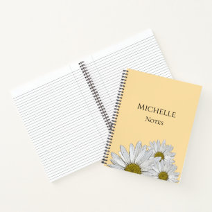 Moderne Daisies florales botanisches Beige Notizblock