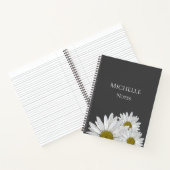 Moderne Daisies florales botanisches Grau Notizblock (Innenseite)
