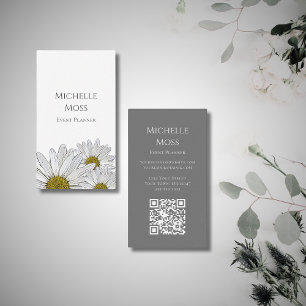 Moderne Daisies QR Code Trendy Botanical Visitenkarte