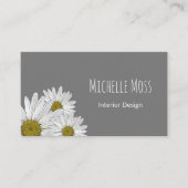 Moderne Daisies Trendy Botanical Gray Visitenkarte (Vorderseite)