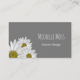 Moderne Daisies Trendy Botanical Gray Visitenkarte