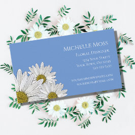 Moderne Daisies Trendy Floral Blue Visitenkarte