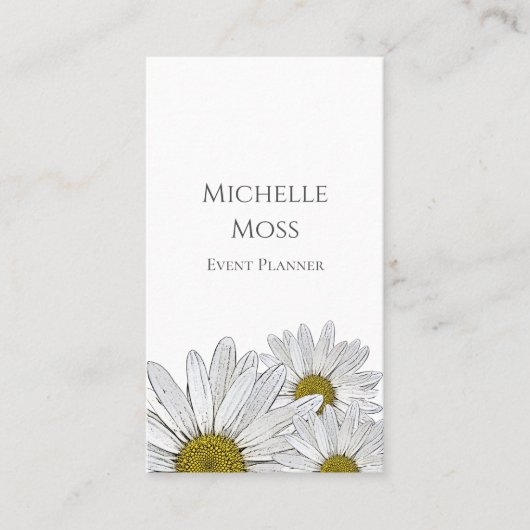 Moderne Daisies Trendy Floral Botanical Visitenkarte (Vorderseite)
