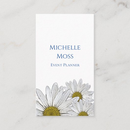 Moderne Daisies Trendy Floral Event Planner Visitenkarte (Vorderseite)
