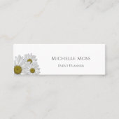 Moderne Daisies Trendy Floral Gray White Mini Visitenkarte (Vorderseite)