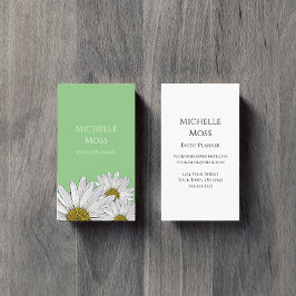 Moderne Daisies Trendy Floral Green Business Card Visitenkarte