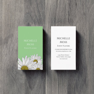 Moderne Daisies Trendy Floral Green Business Card Visitenkarte