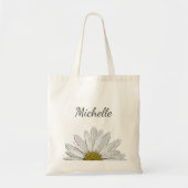 Moderne Daisy Elegant Typografie mit Blumenschrift Tragetasche (Vorne)