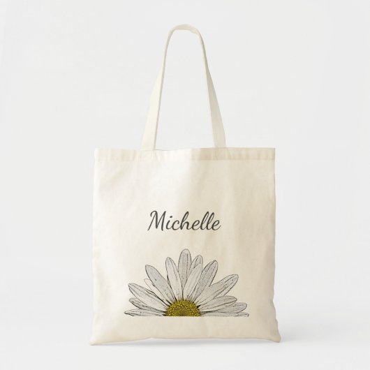 Moderne Daisy Elegant Typografie mit Blumenschrift Tragetasche (Vorne)