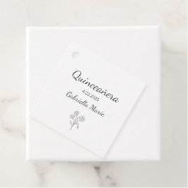 Moderne Daisy Quinceañera Elegant Gray Typografy Geschenkanhänger
