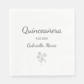 Moderne Daisy Quinceañera Elegant Gray Typografy Serviette (Vorderseite)