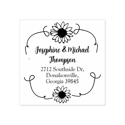 Moderne Daisy-Rücksendeadresse Gummistempel (Prägung)