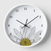 Moderne Daisy Rustic Country Floral Clock Uhr (Vorderseite)