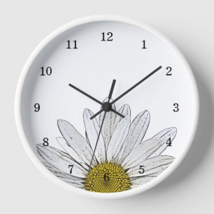 Moderne Daisy Rustic Country Floral Clock Uhr