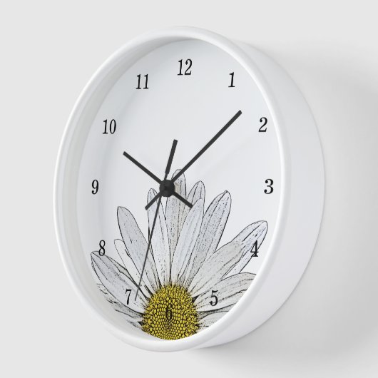 Moderne Daisy Rustic Country Floral Clock Uhr (Winkel)