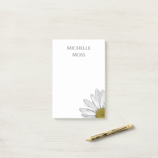 Moderne Daisy Trendy Gray Typografie Post-it Klebezettel (Auf Schreibtisch)