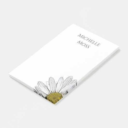 Moderne Daisy Trendy Gray Typografie Post-it Klebezettel (angewinkelt)
