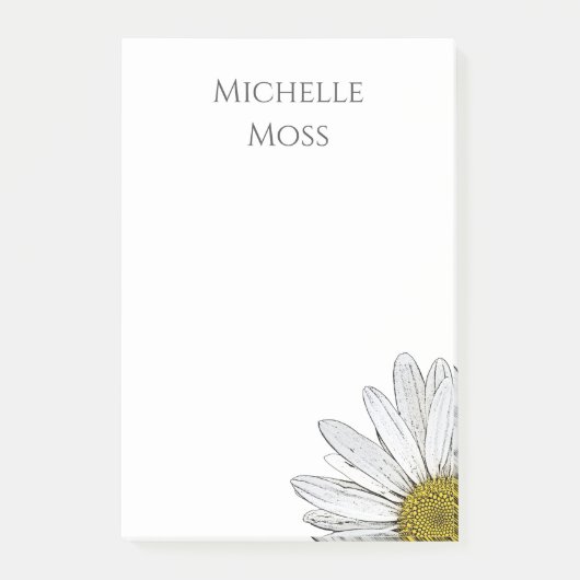 Moderne Daisy Trendy Gray Typografie Post-it Klebezettel (Vorderseite)