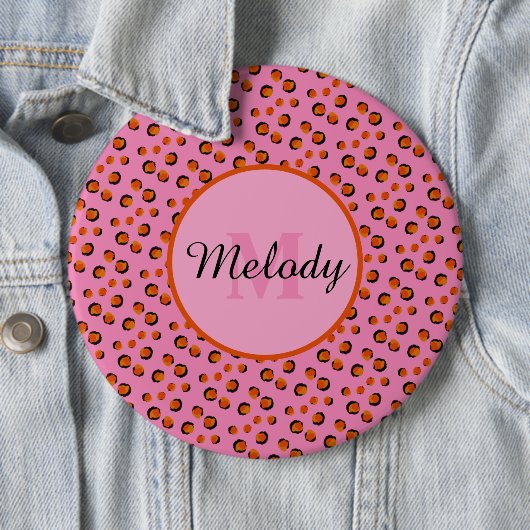 moderne dalmatiner Gepard Tierdruck Monogramm Button (Beispiel)