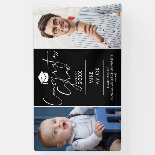 Moderne damals und heute 2 Foto Graduierungspartei Banner (Vertikal)