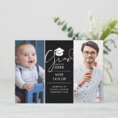 Moderne damals und heute 2 Foto Graduierungspartei Einladung (Stehend Vorderseite)