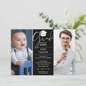 Moderne damals und heute 3 Foto Graduierungspartei Einladung (Stehend Vorderseite)