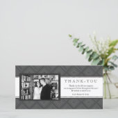 Moderne Damask Black & White Danke Foto Card (Stehend Vorderseite)