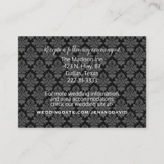 Moderne Damask Hochzeitskarte Begleitkarte (Vorderseite)