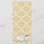 Moderne Damask im Elfenbeingoldene Hochzeitsmenü Menükarte (Rückseite)