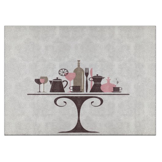 Moderne Damask Kitchenware Cutting Board Schneidebrett (Vorderseite)