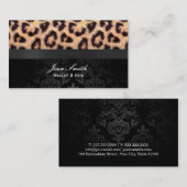 Moderne Damask & Leopard Print Makeust Artist Visitenkarte (Vorne/Hinten)