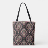 Moderne Damask Rose Gold und Glitzer Tasche (Rückseite)