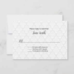 Moderne Damask Wedding RSVP Card Karte