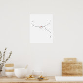Moderne Dame mit Hut in Red Lipstick Line Art Poster (Küche)