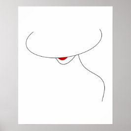 Moderne Dame mit Hut in Red Lipstick Line Art Poster