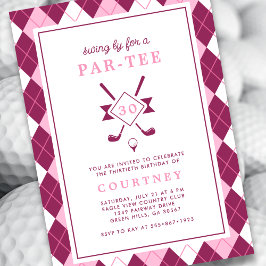 Moderne Damen 30. Geburtstag Argyle Rosa Golf Einladung