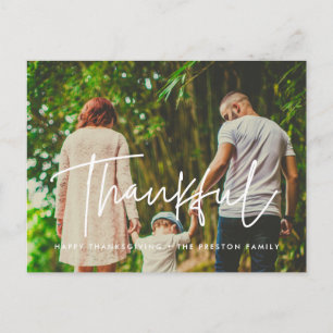 Moderne dankbare Thanksgiving-Familienfoto Postkarte