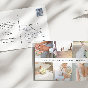 Moderne Dankbarkeit   Hochzeitsfotocollage Vielen  Postkarte