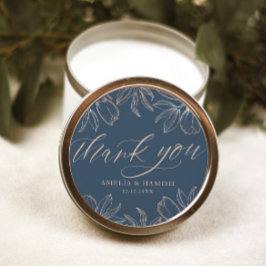 Moderne Dankeschön an Dark Blue & Rose Gold Weddin Runder Aufkleber
