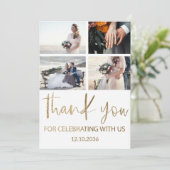 Moderne Dankeschön an Gold & White Wedding Dankeskarte (Stehend Vorderseite)