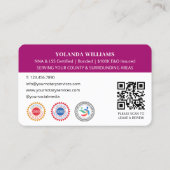 Moderne Dankeschön an Notary Public Foto QR Magent Visitenkarte (Rückseite)