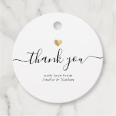 Moderne Dankeschön an Script Chic Gold Heart Weddi Geschenkanhänger (Vorderseite)