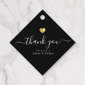 Moderne Dankeschön an Script Chic Gold Heart Weddi Geschenkanhänger (Vorderseite)