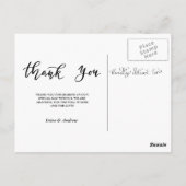 Moderne Dankeschön an Script Wedding Fotos Postkarte (Rückseite)