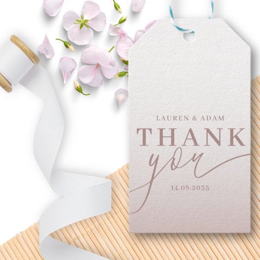 Moderne Dankeschön Calligraphy Rose Gold Wedding Geschenkanhänger