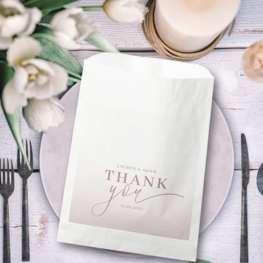 Moderne Dankeschön Calligraphy Rose Gold Wedding Geschenktütchen