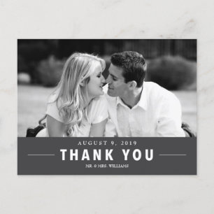 Moderne Dankeschön für die Hochzeit von Postkarte 